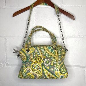 Vera Bradley Lemon Parfait Chain Yellow Paisley Quilted Bag Purse Shoulder Tote